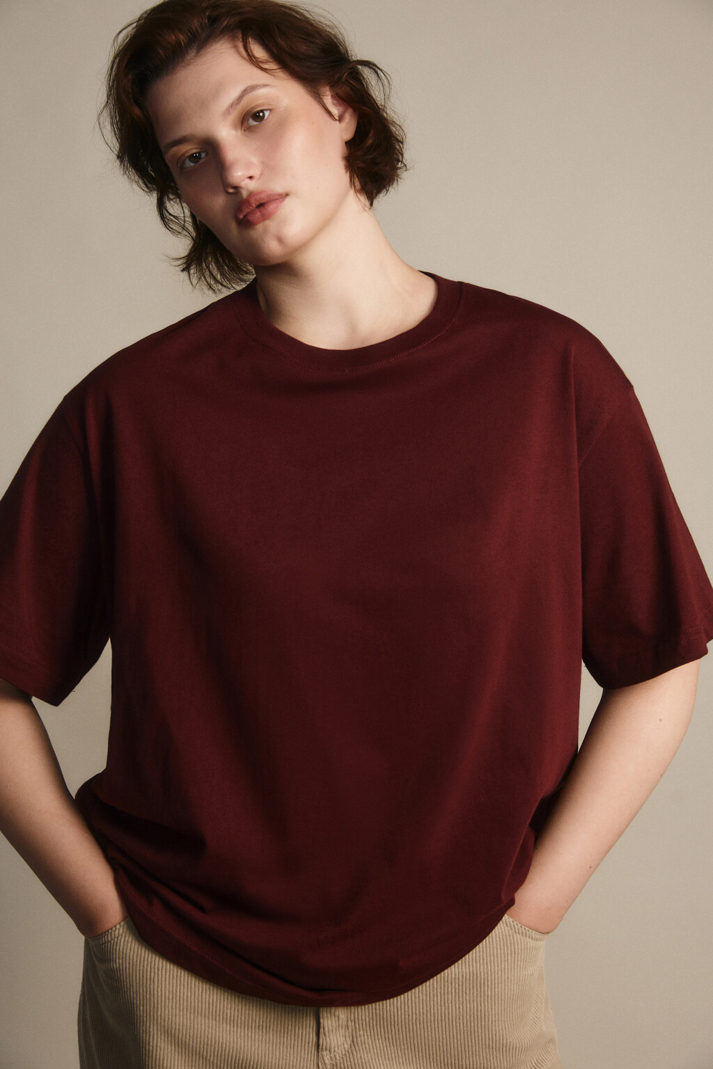 Футболка TBIG оверсайз базовая - цвет бордовый - 1