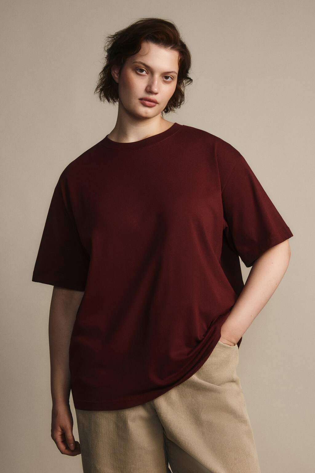 Футболка TBIG оверсайз базовая - цвет бордовый - 2