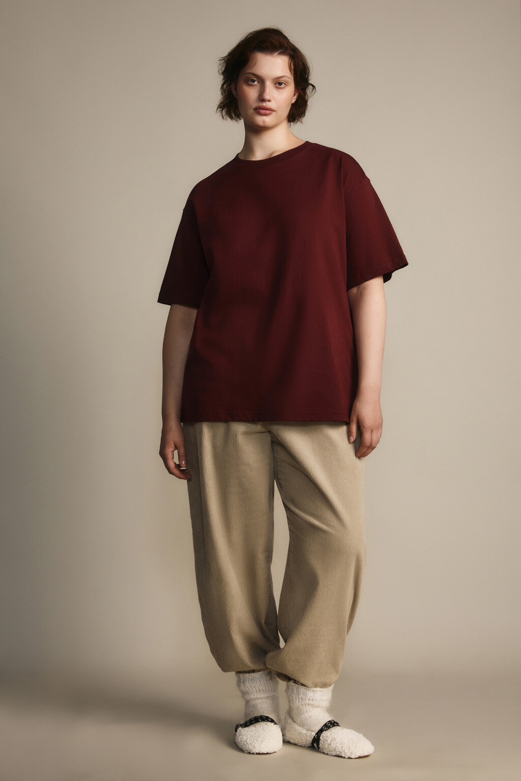 Футболка TBIG оверсайз базовая - цвет бордовый - 4