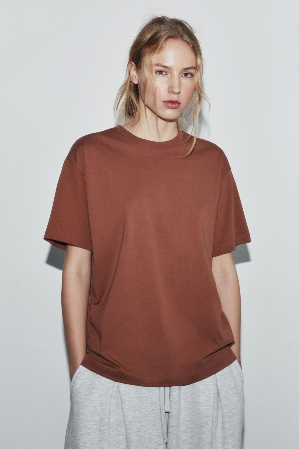 Футболка oversize базовая - цвет бежевый - 3