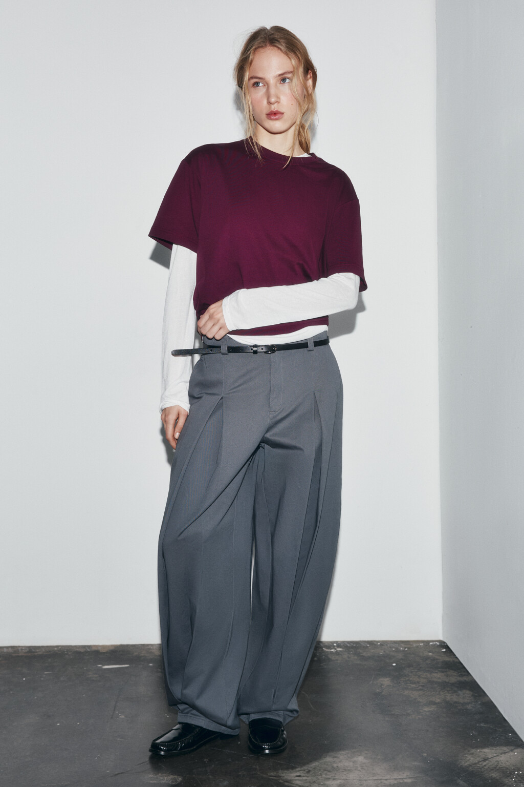 Футболка oversize базовая - цвет бордовый - 5