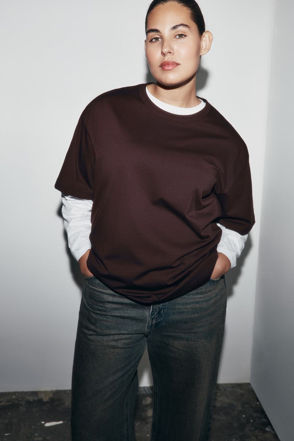 Футболка оверсайз базовая - цвет коричневый - 1