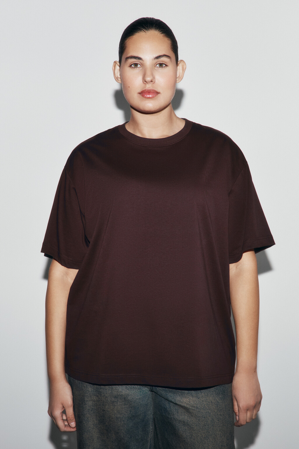 Футболка оверсайз базовая - цвет коричневый - 2