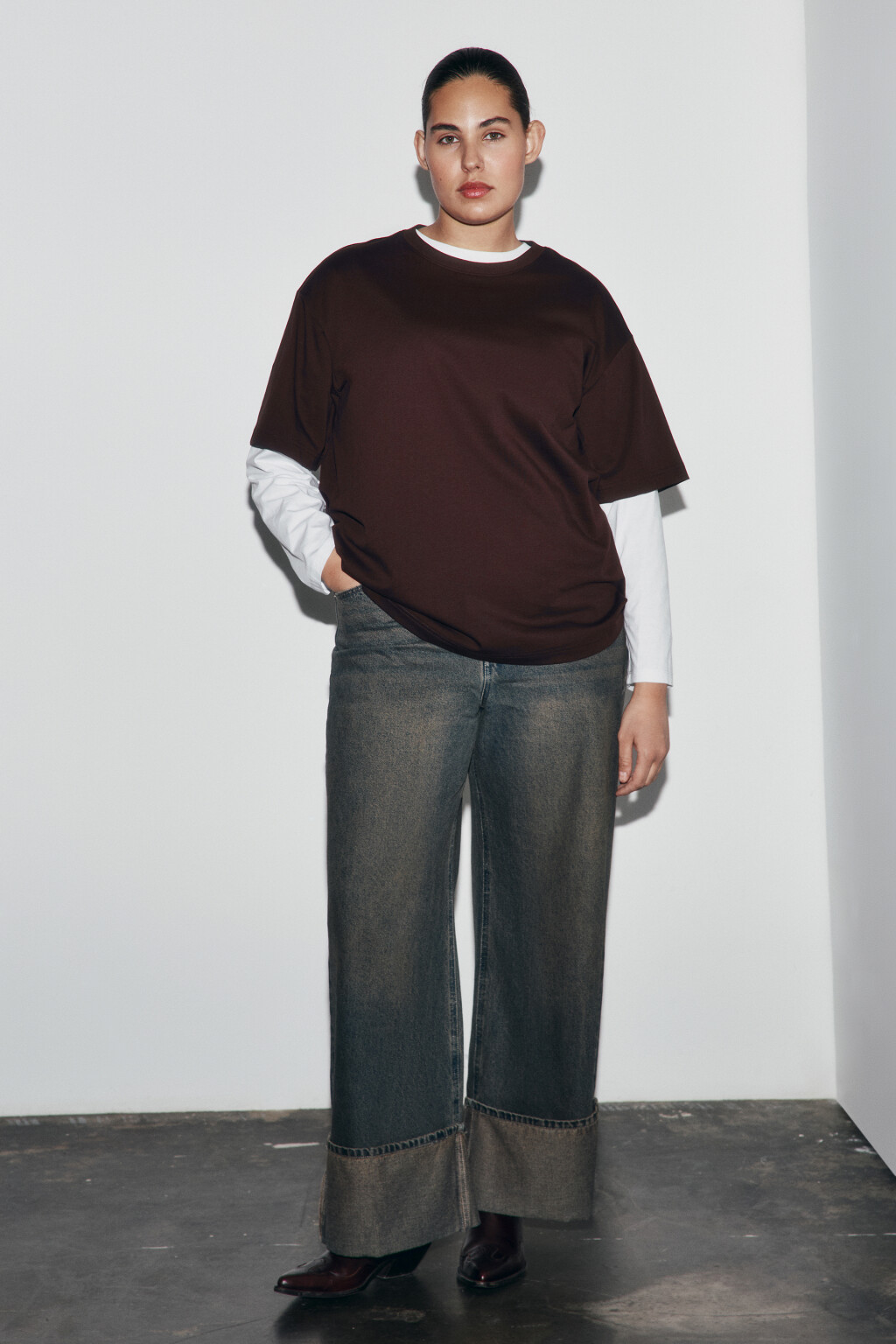 Футболка оверсайз базовая - цвет коричневый - 4