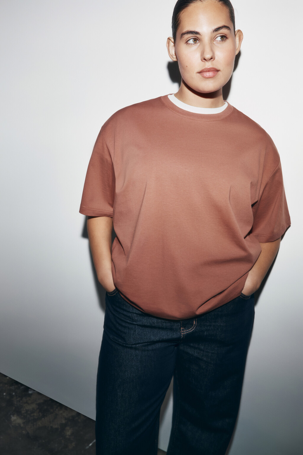 Футболка оверсайз базовая - цвет бежевый - 1