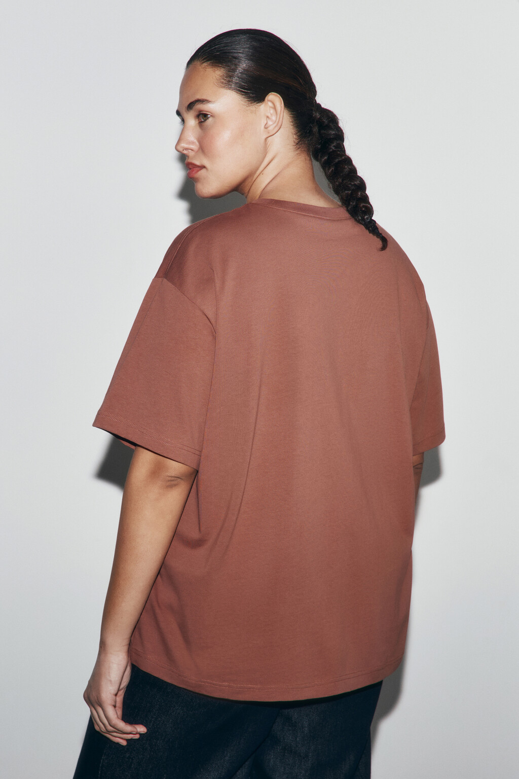 Футболка оверсайз базовая - цвет бежевый - 3