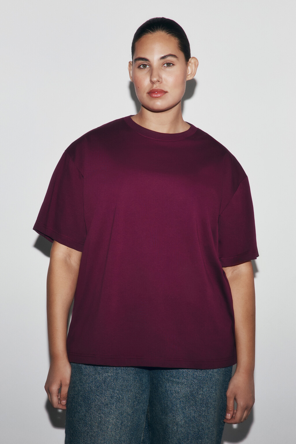 Футболка оверсайз базовая - цвет бордовый - 2