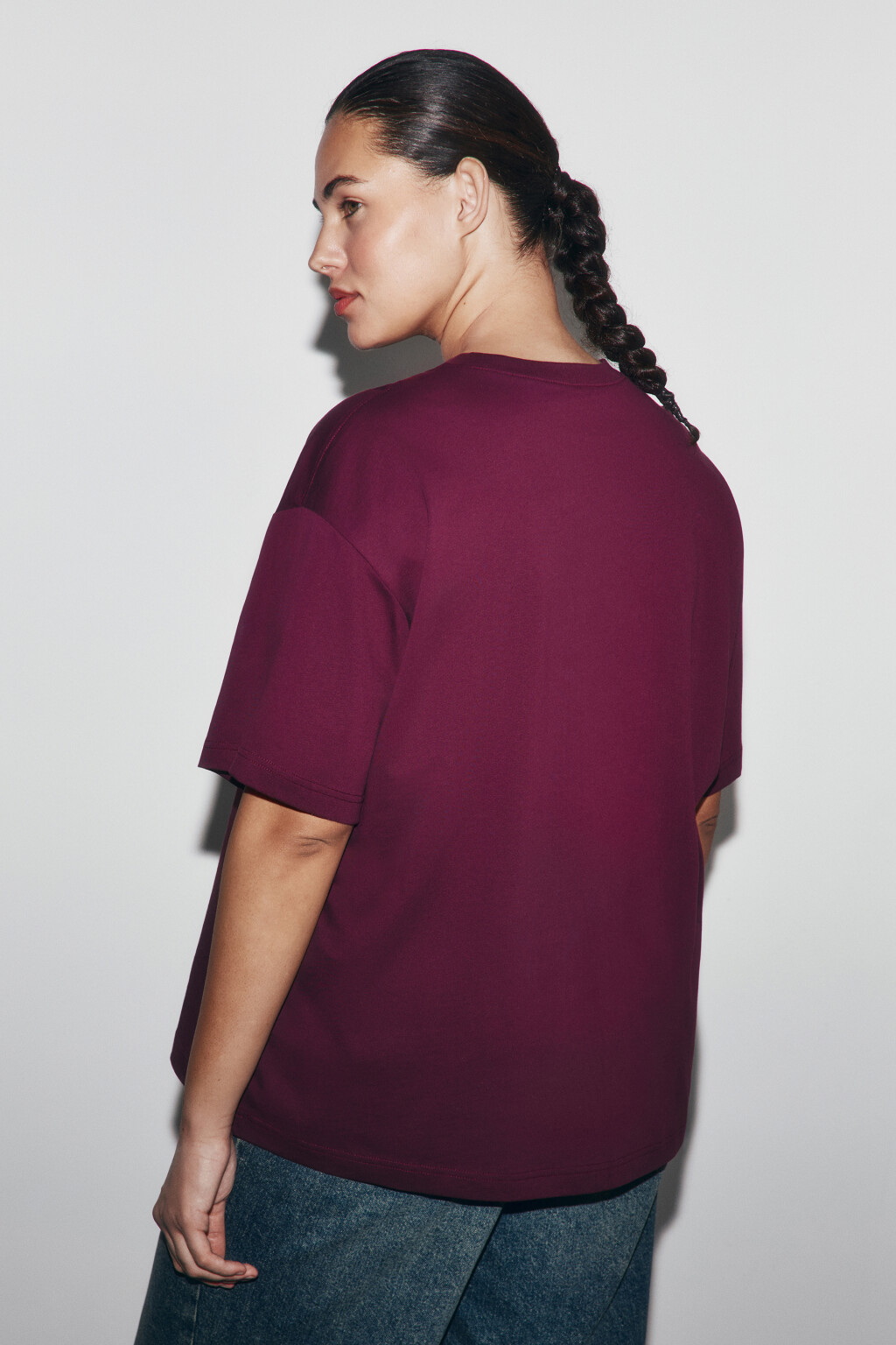 Футболка оверсайз базовая - цвет бордовый - 3