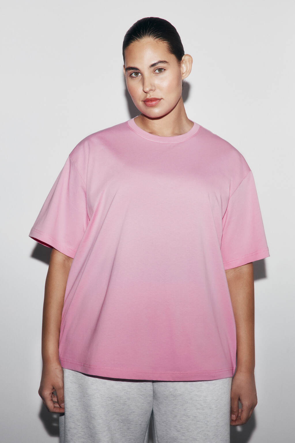 Футболка оверсайз базовая - цвет розовый - 3