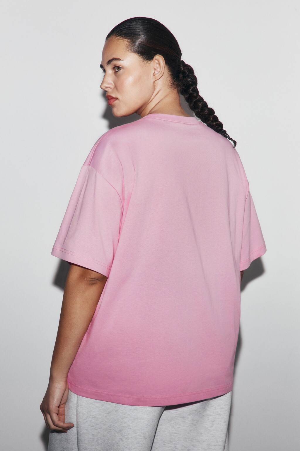 Футболка оверсайз базовая - цвет розовый - 4