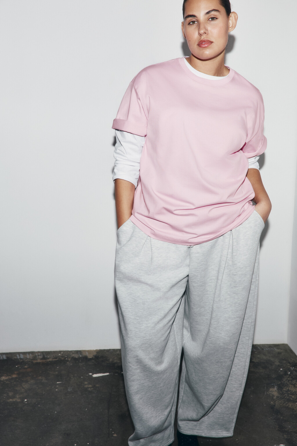 Футболка оверсайз базовая - цвет розовый - 1