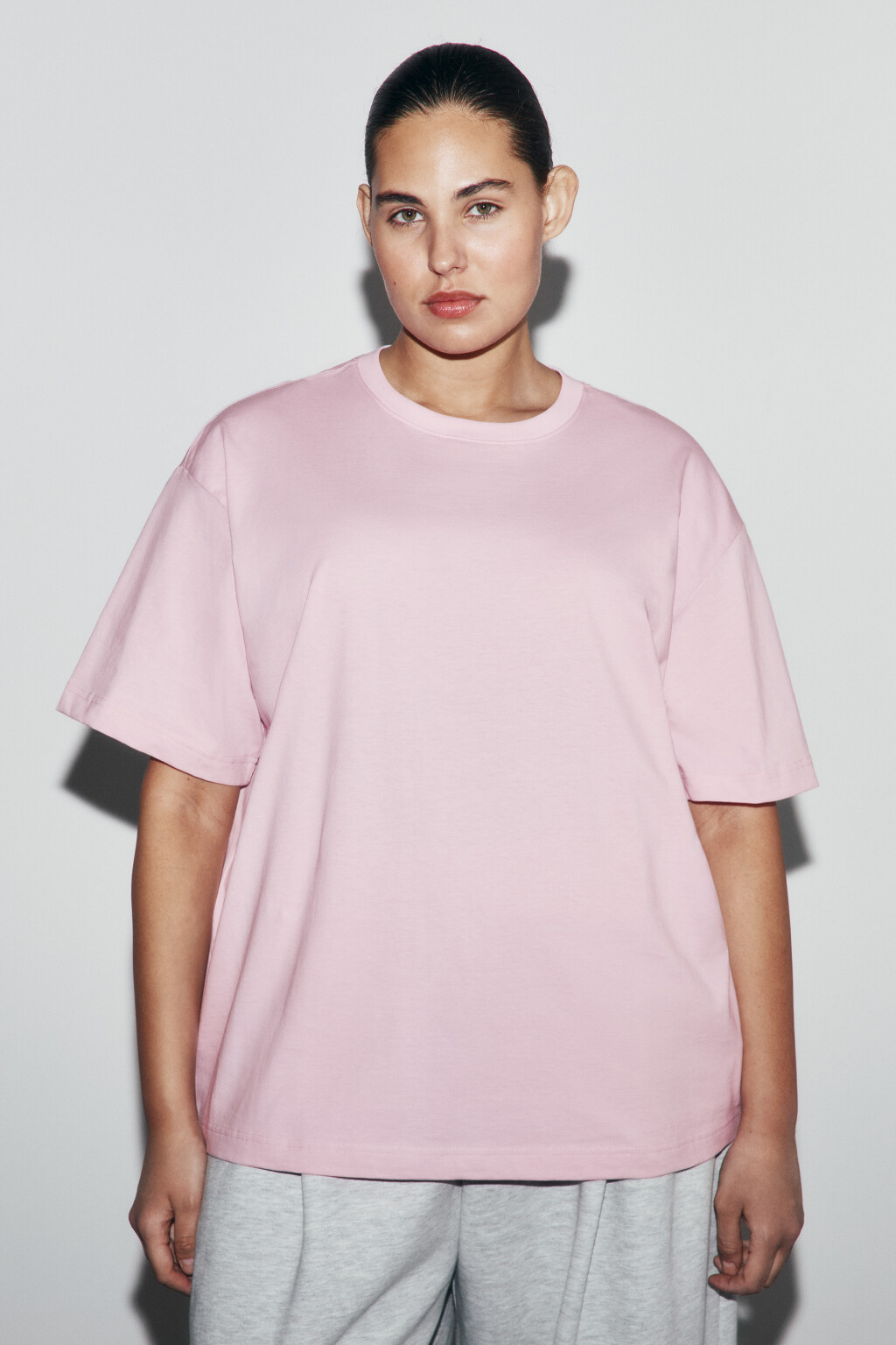Футболка оверсайз базовая - цвет розовый - 3