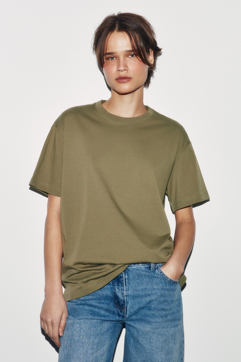 Футболка оверсайз базовая - цвет зеленый - 2