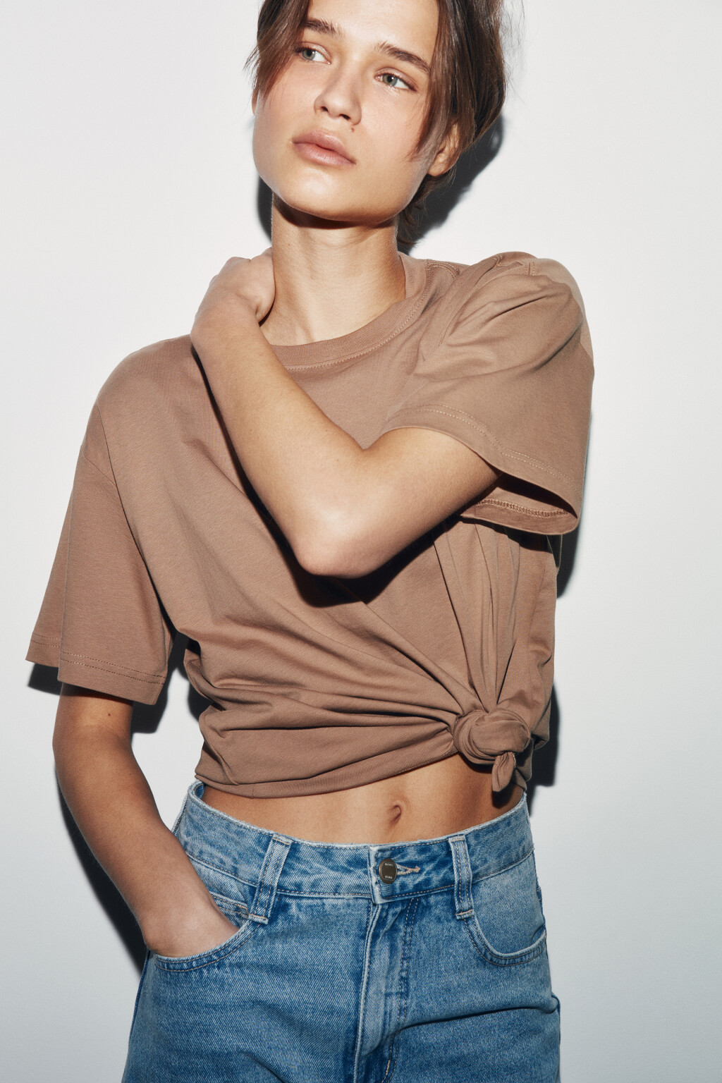 Футболка оверсайз базовая - цвет бежевый - 1