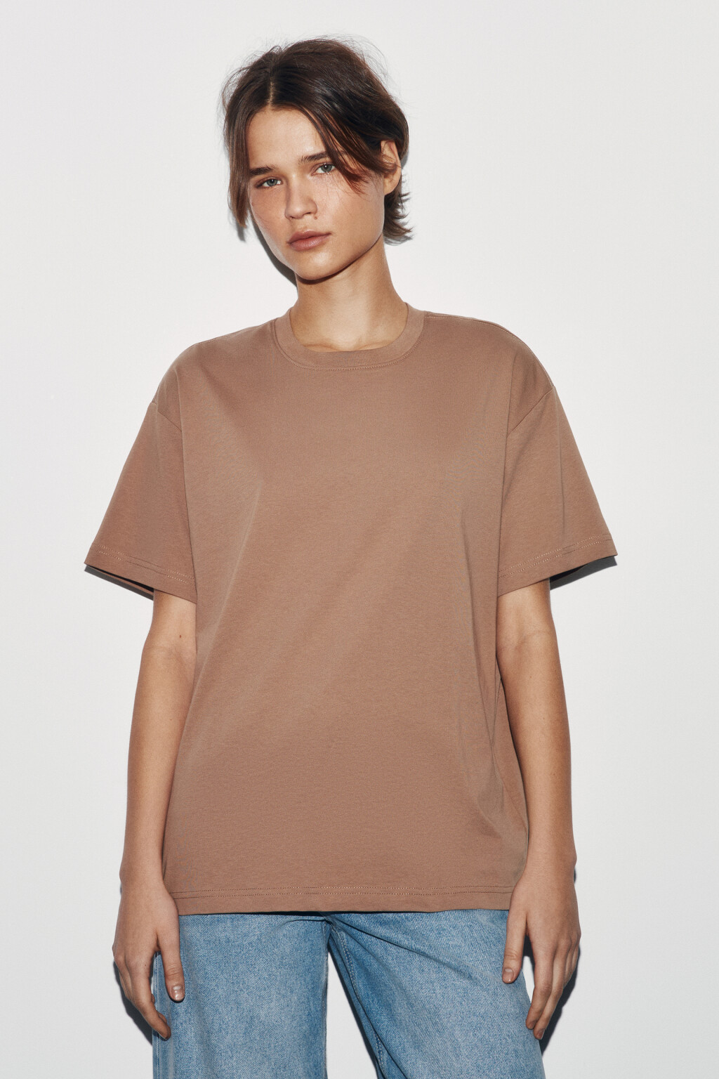 Футболка оверсайз базовая - цвет бежевый - 2