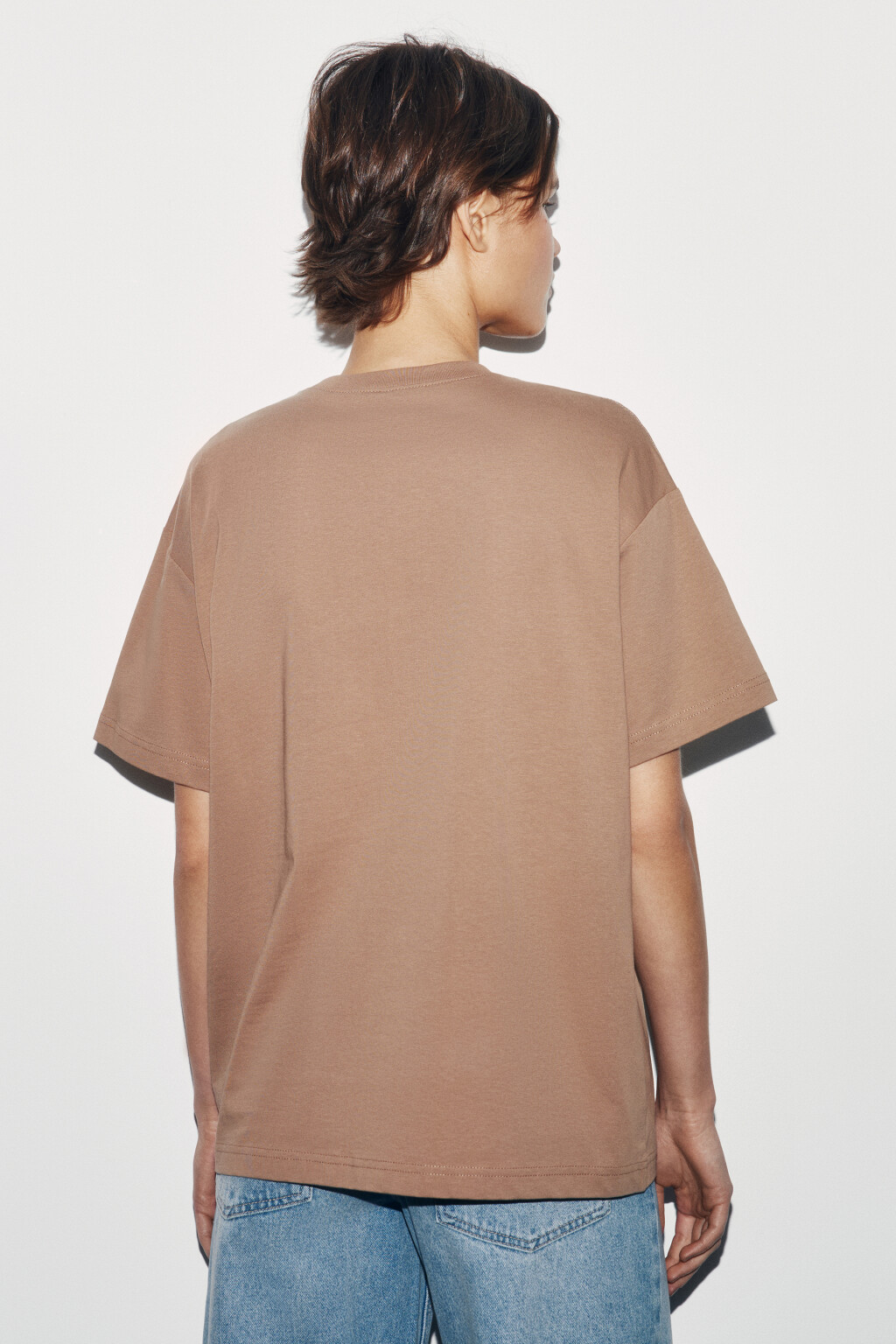 Футболка оверсайз базовая - цвет бежевый - 3