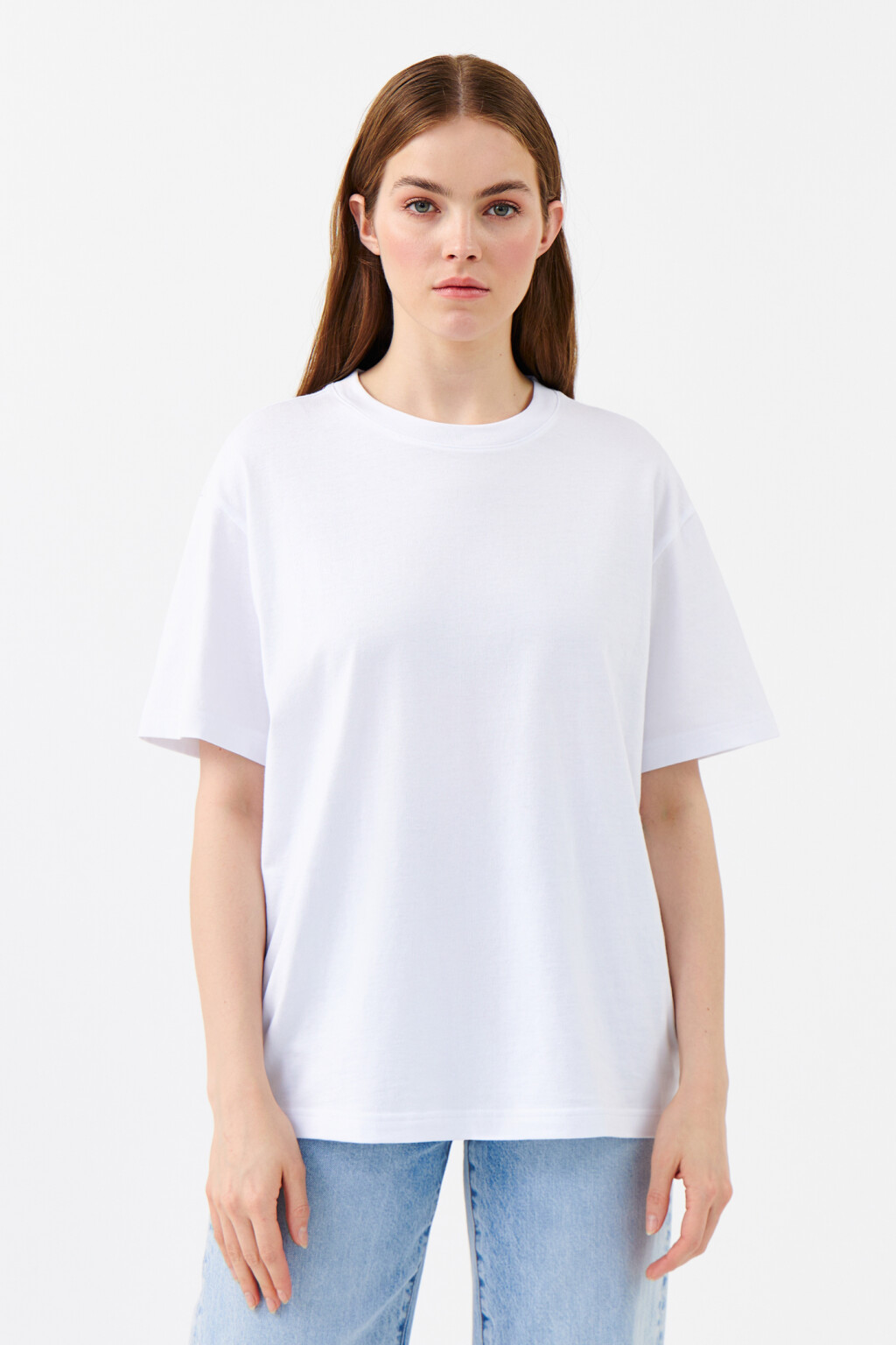 Футболка oversize базовая - цвет белый - 1