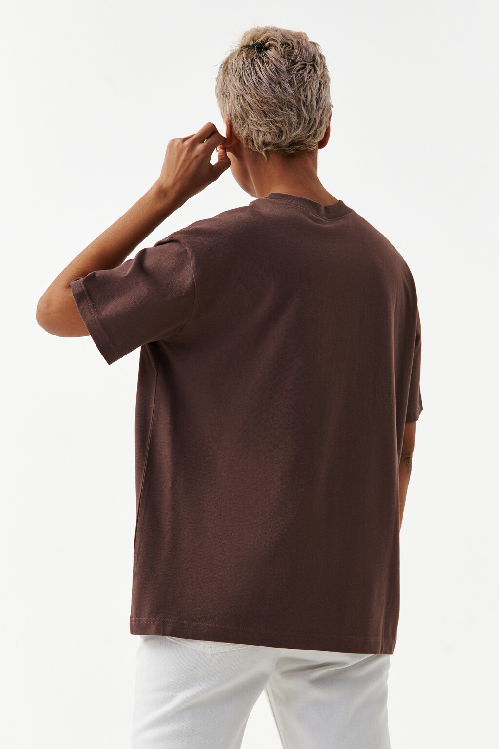 Футболка oversize базовая - цвет коричневый - 3