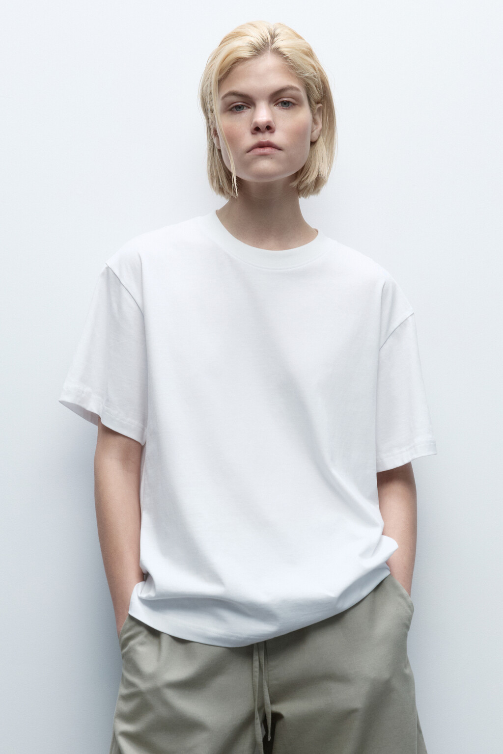 Футболка oversize хлопковая базовая - цвет белый - 2