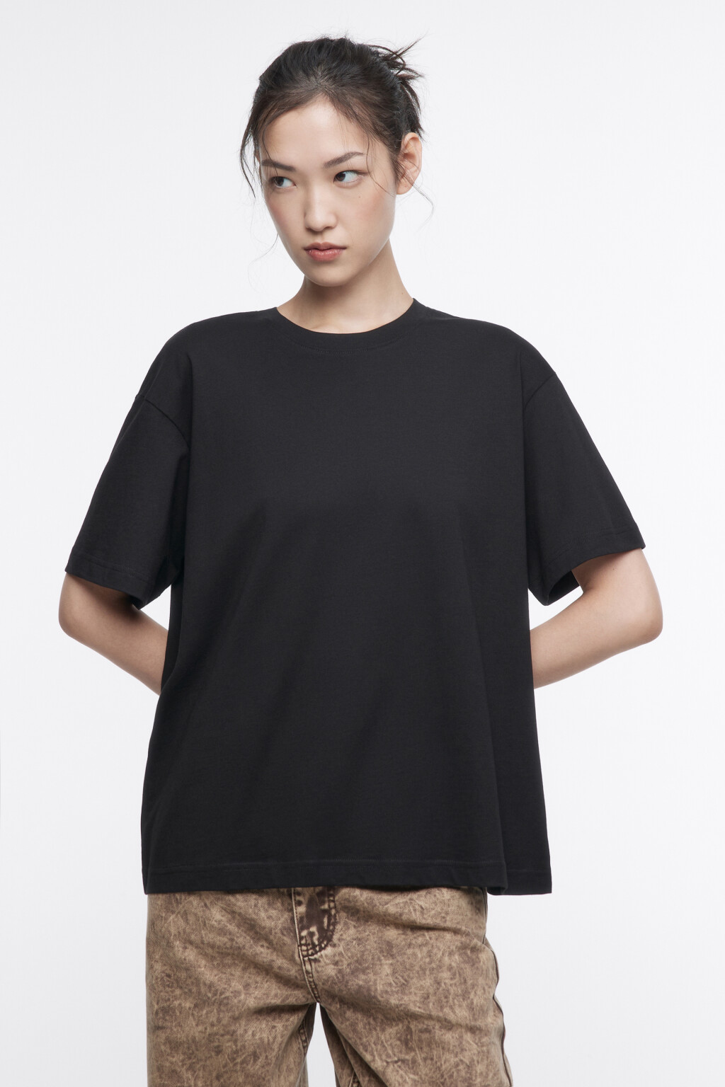 Футболка oversize хлопковая базовая - цвет черный - 1