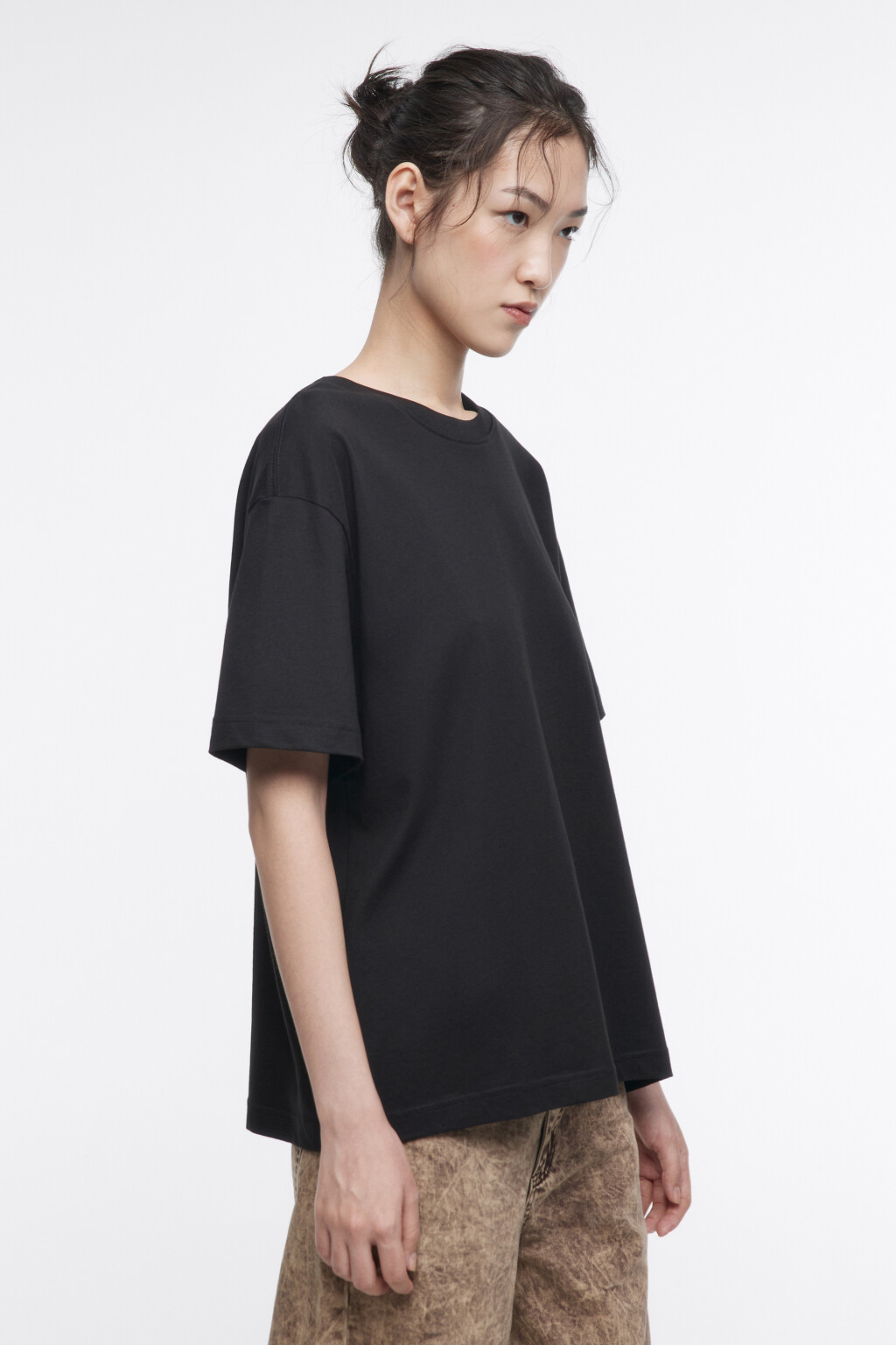 Футболка oversize хлопковая базовая - цвет черный - 2