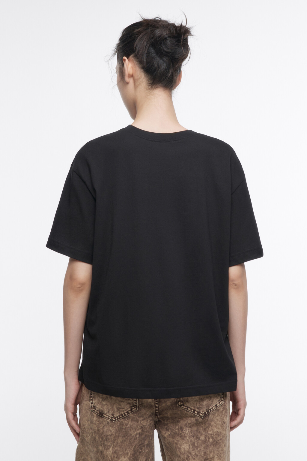 Футболка oversize хлопковая базовая - цвет черный - 3
