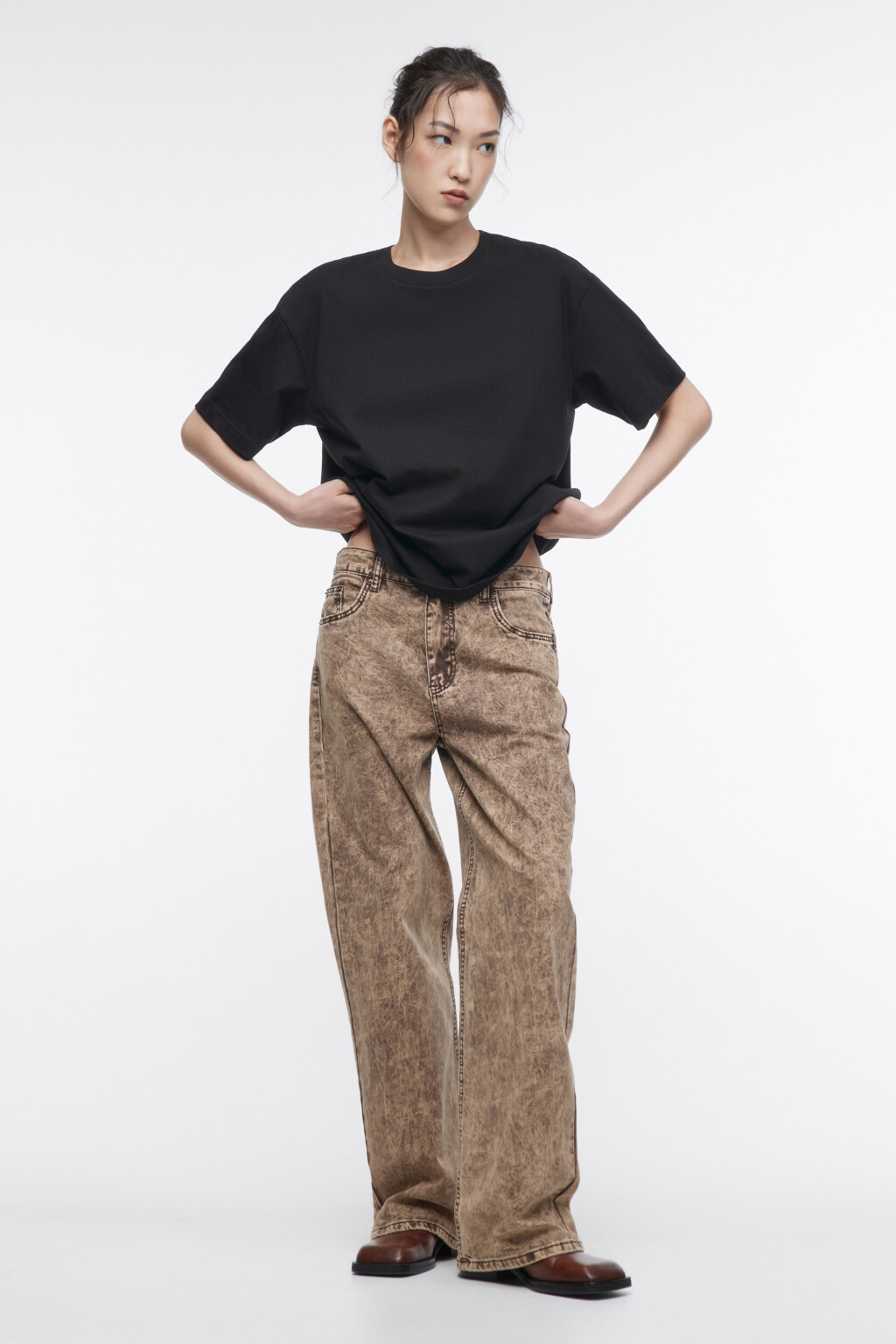 Футболка oversize хлопковая базовая - цвет черный - 4