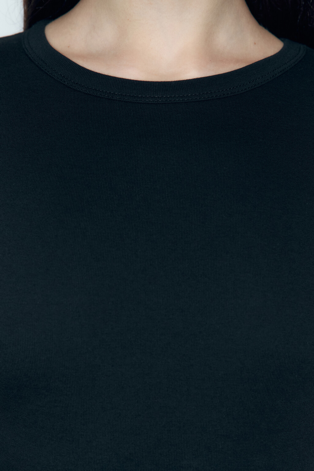 Топ-футболка хлопковый облегающий - цвет черный - 6