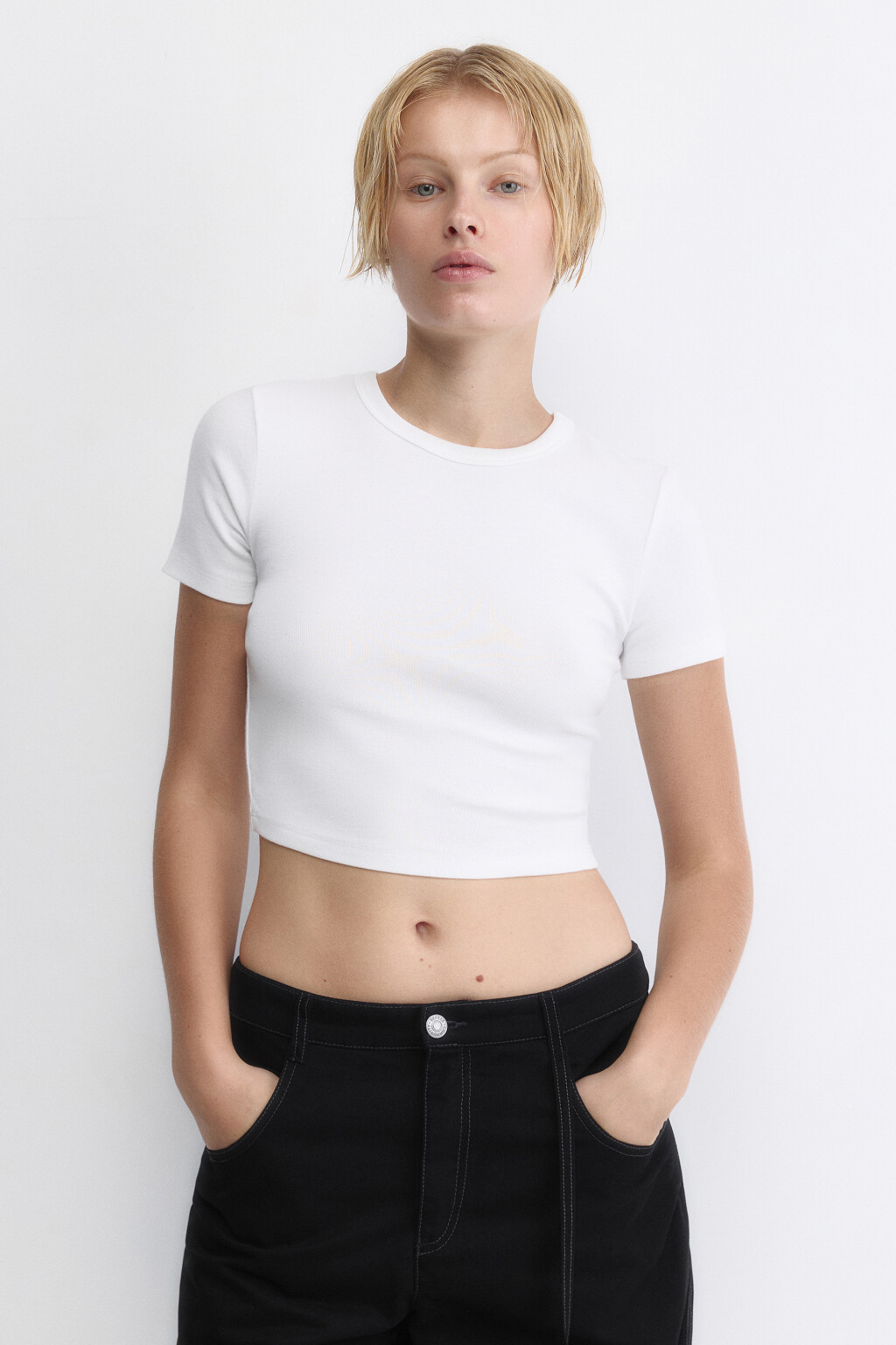 Топ-футболка хлопковый облегающий - цвет белый - 2