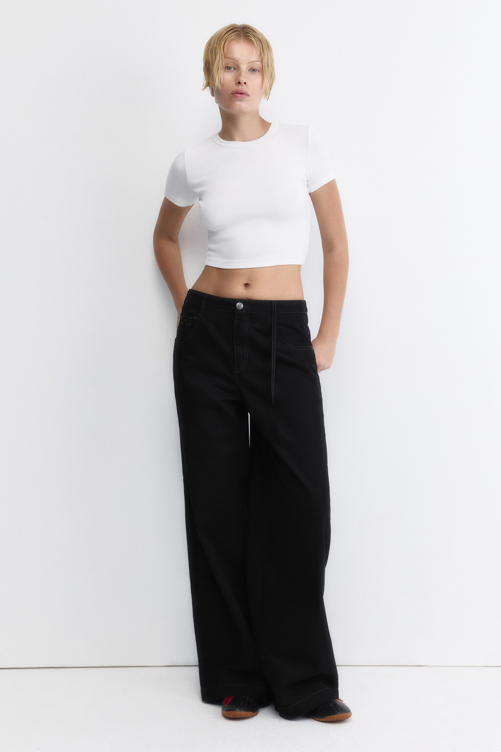 Топ-футболка хлопковый облегающий - цвет белый - 5