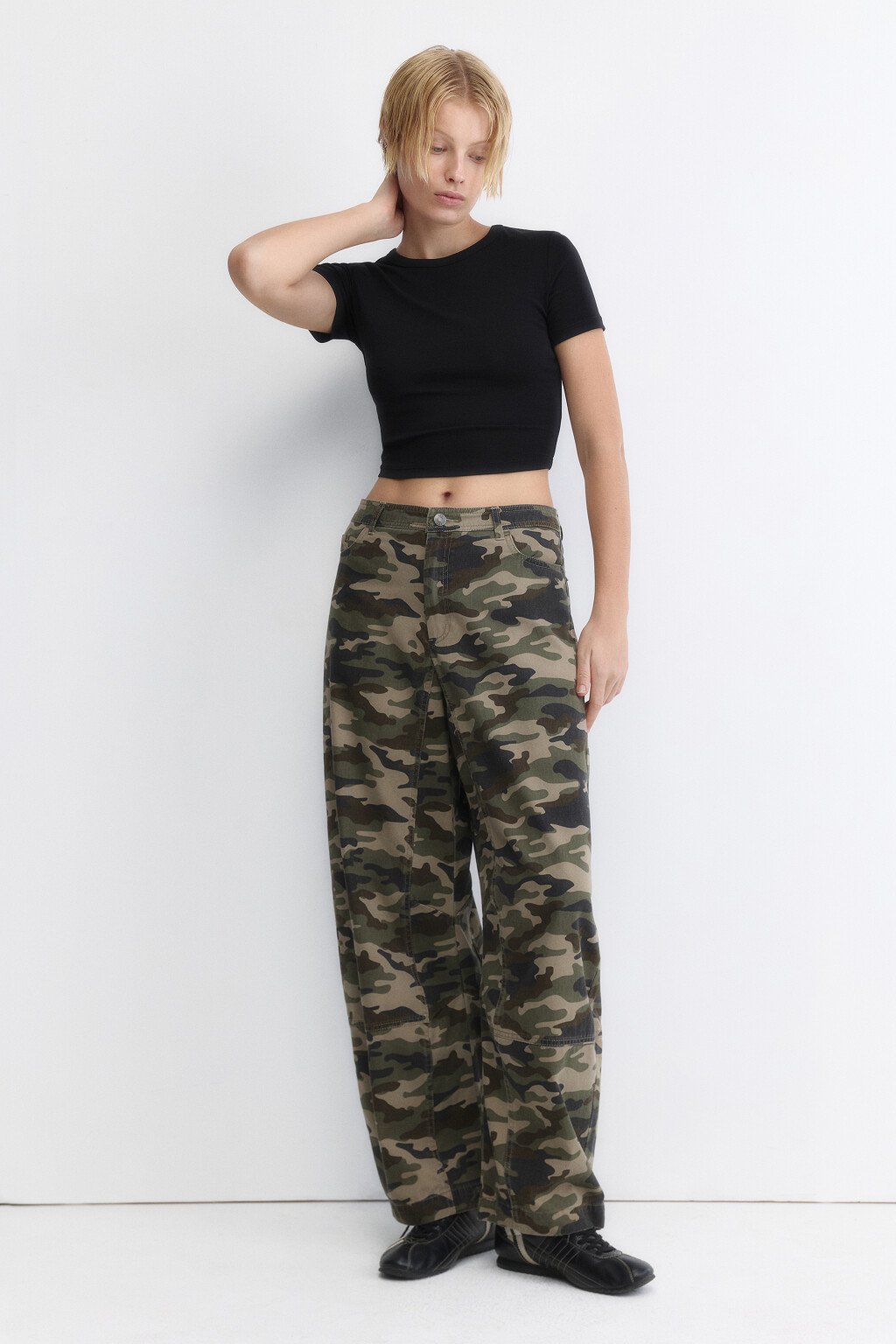 Топ-футболка хлопковый облегающий - цвет черный - 5