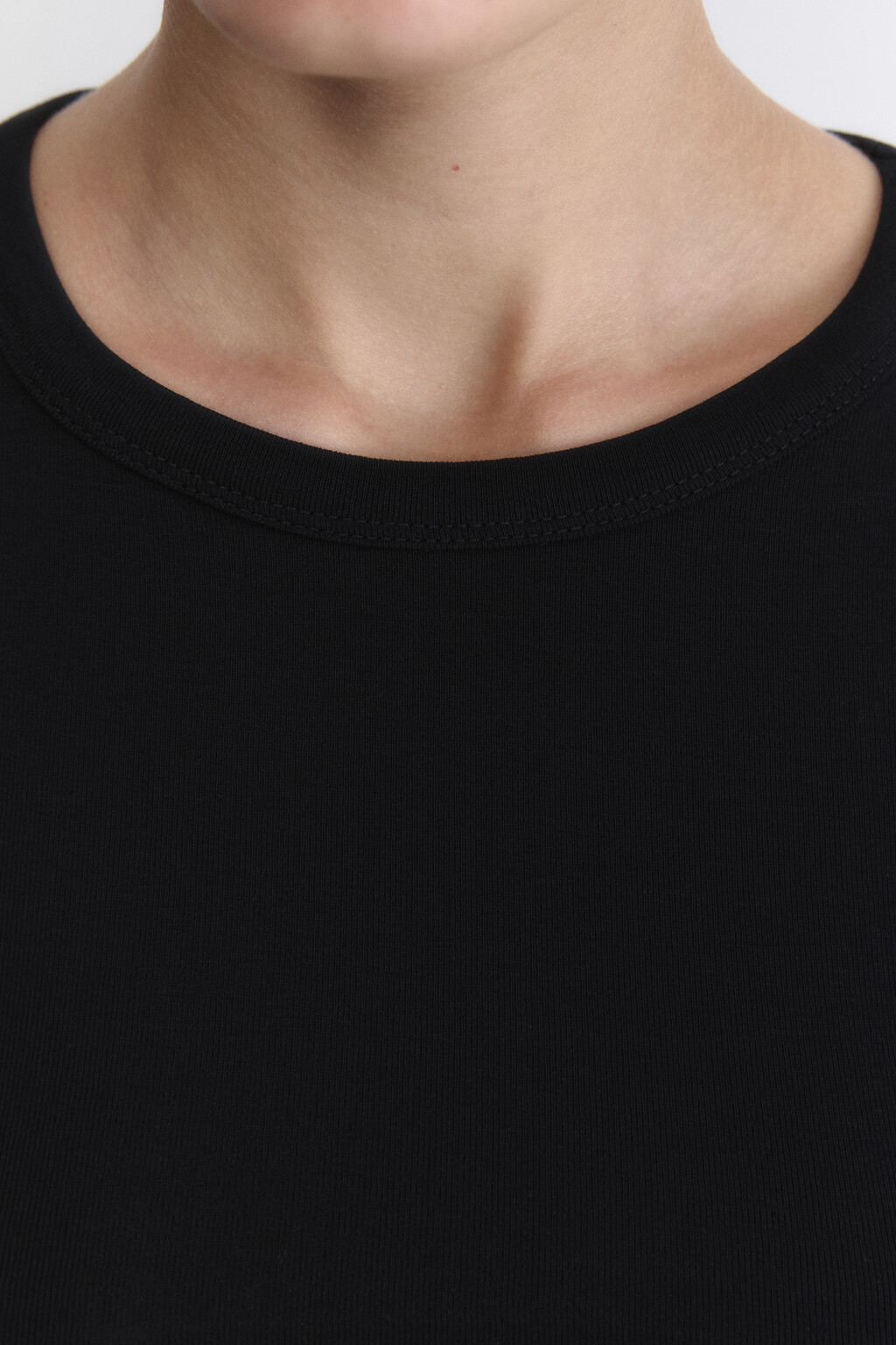 Топ-футболка хлопковый облегающий - цвет черный - 6