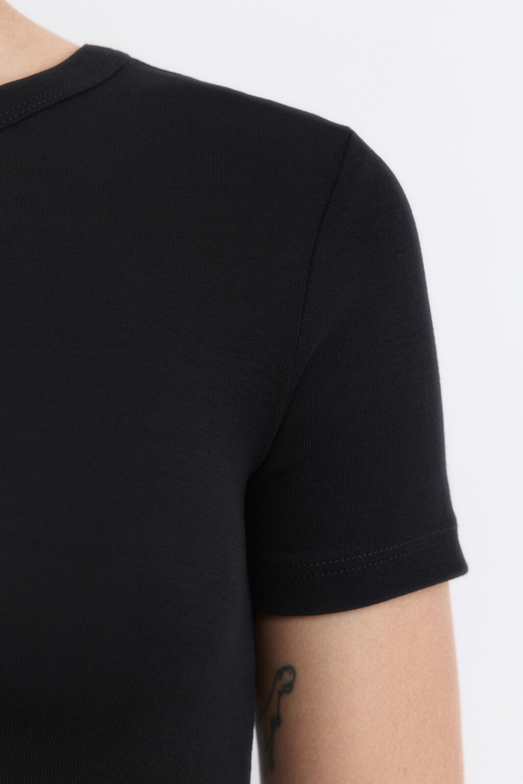 Топ-футболка хлопковый облегающий - цвет черный - 7