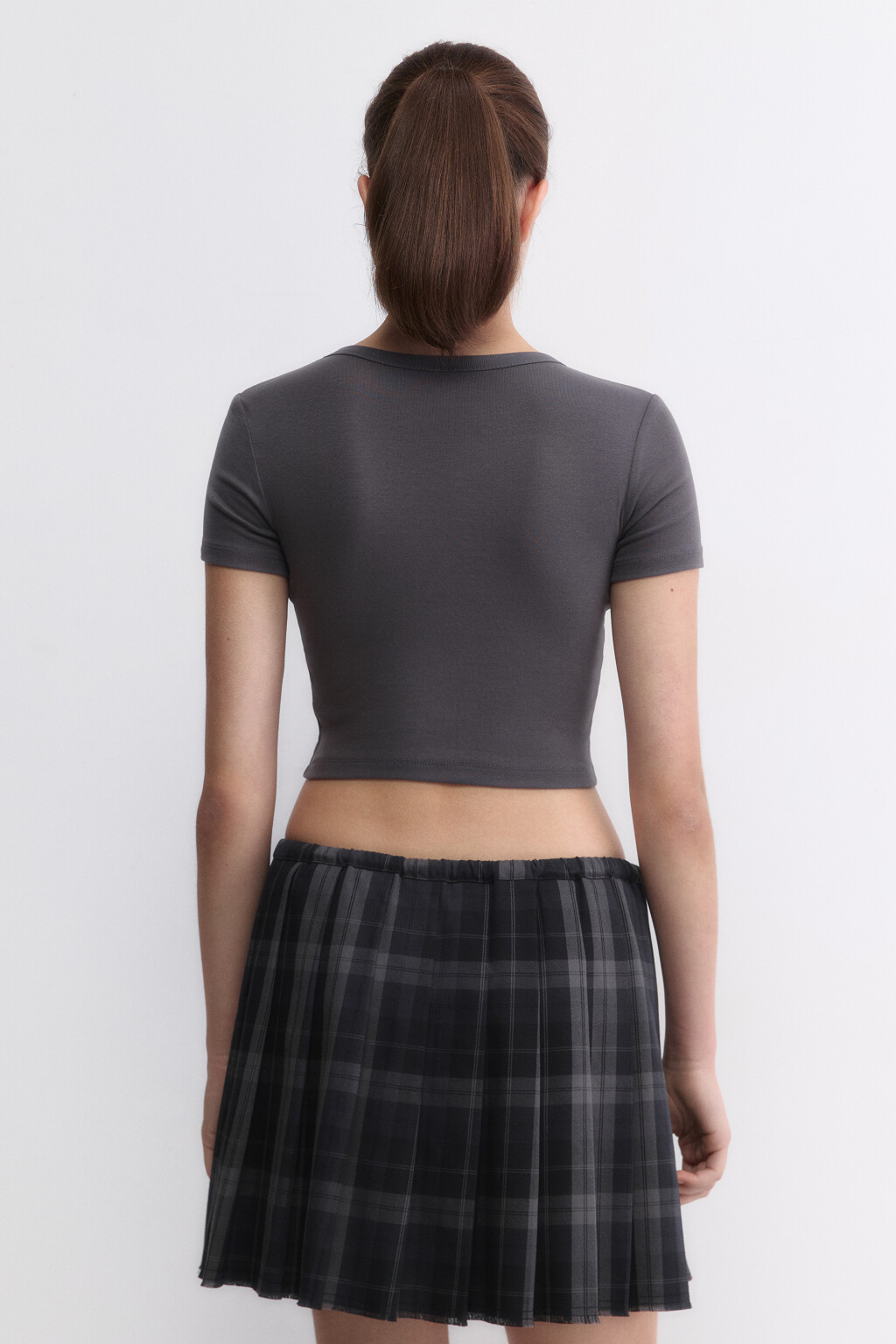 Футболка-топ базовая укороченная - цвет серый - 4