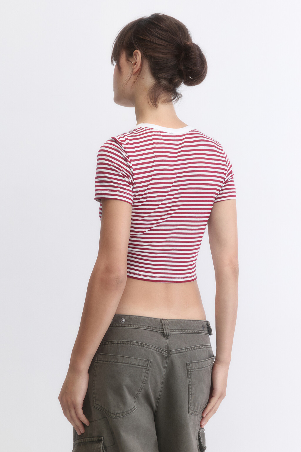Футболка-топ укороченная в полоску - цвет бордовый - 5