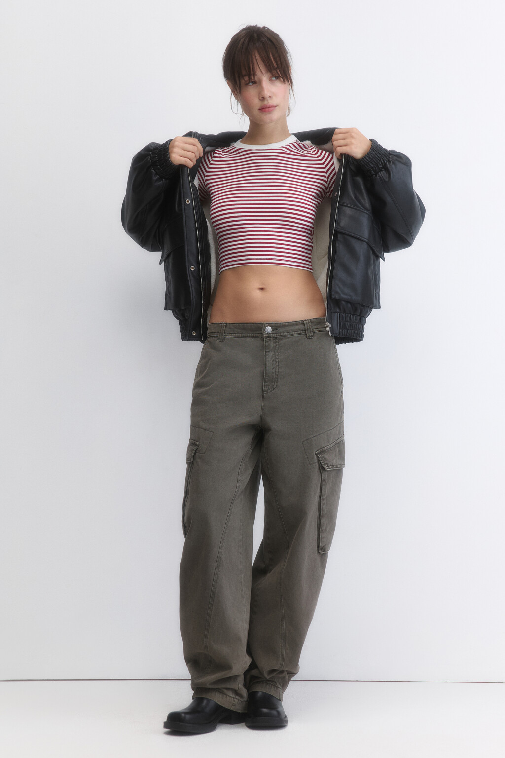 Футболка-топ укороченная в полоску - цвет бордовый - 7