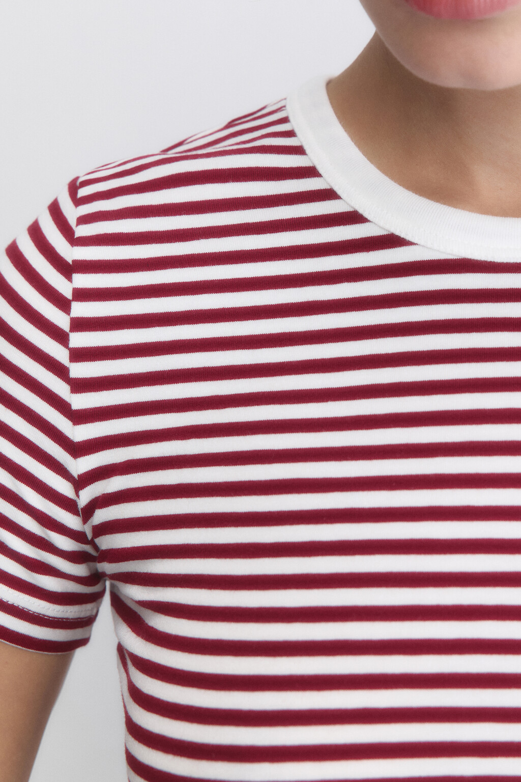 Футболка-топ укороченная в полоску - цвет бордовый - 8