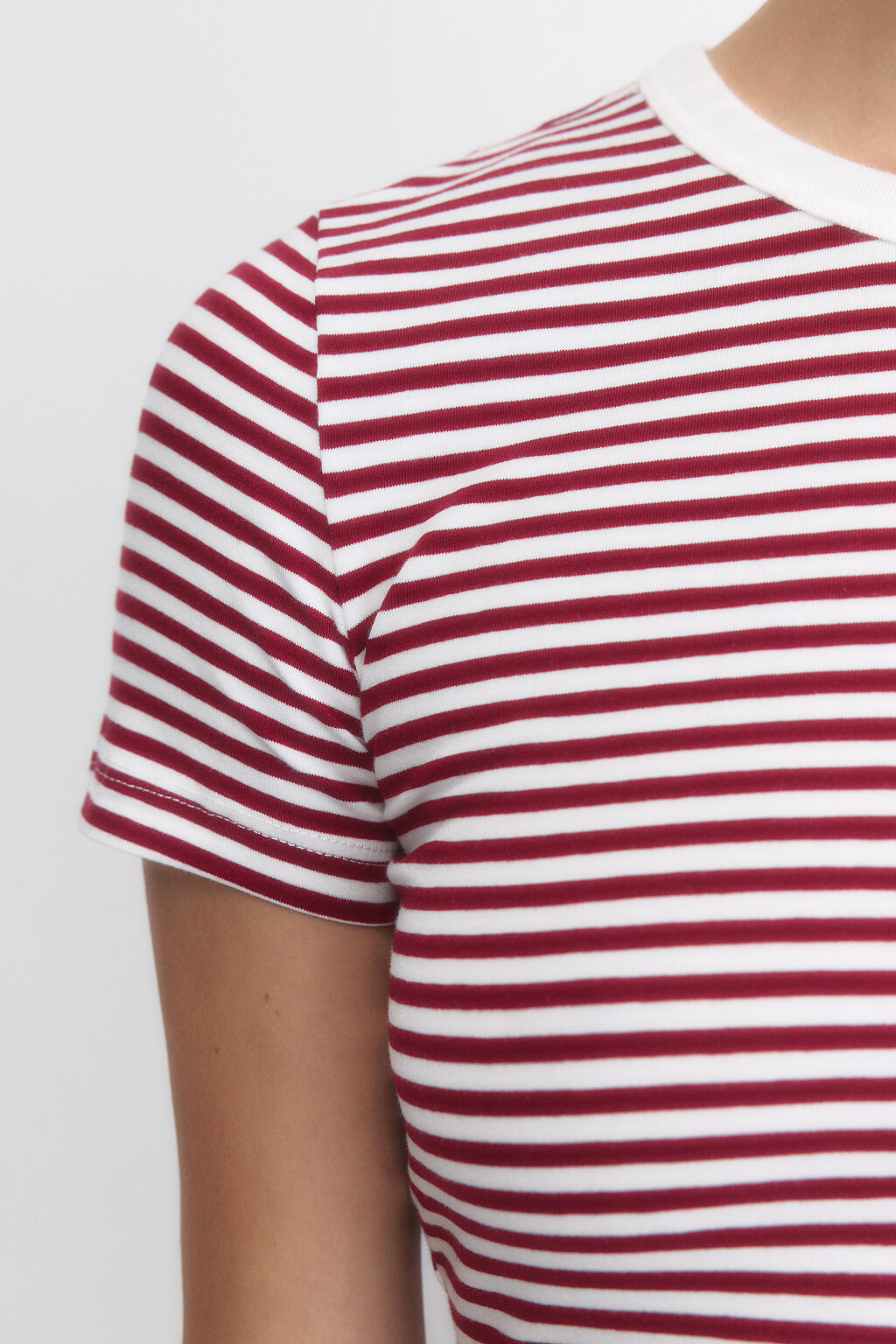 Футболка-топ укороченная в полоску - цвет бордовый - 9