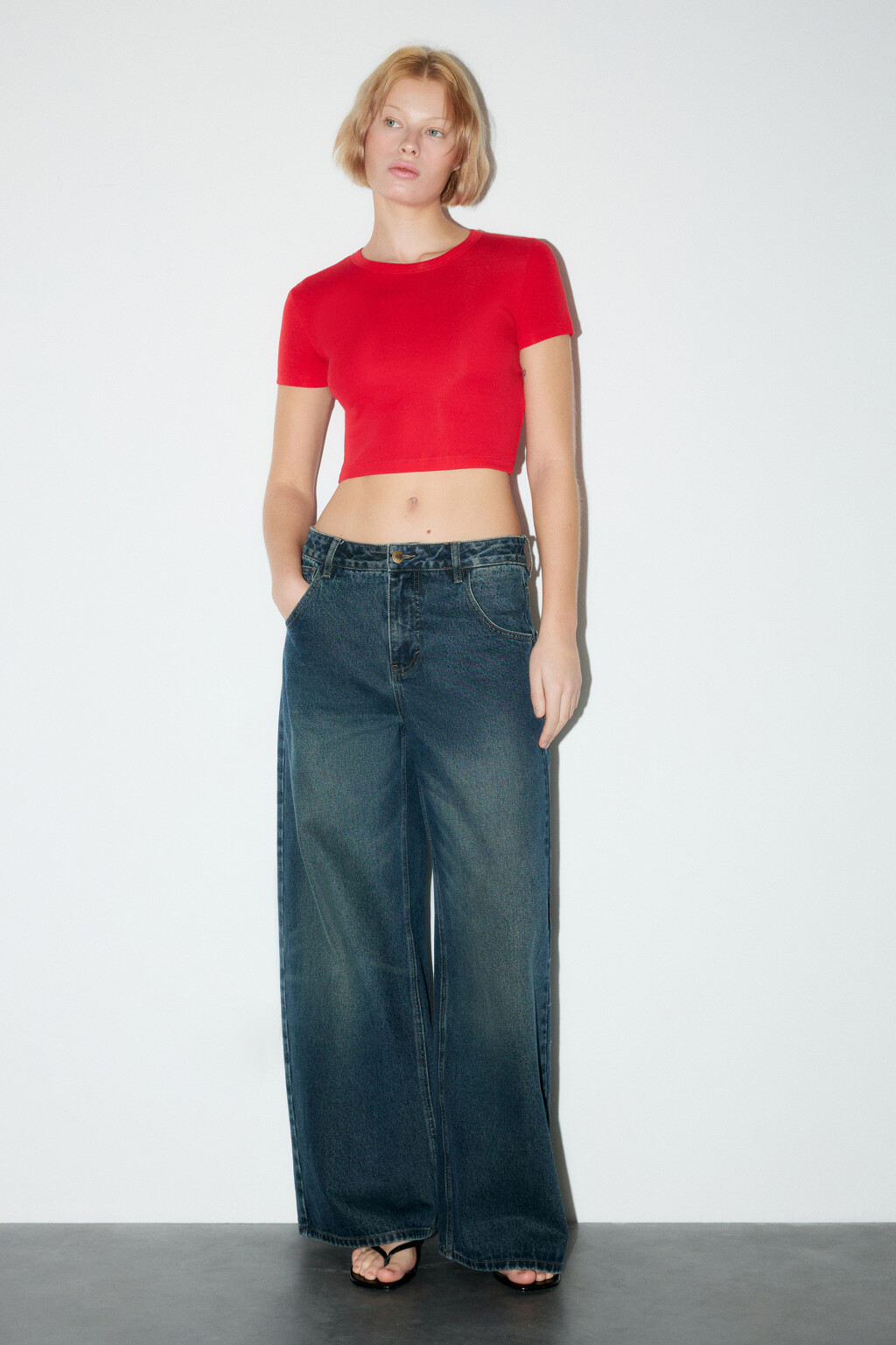 Футболка-топ базовая укороченная - цвет красный - 4