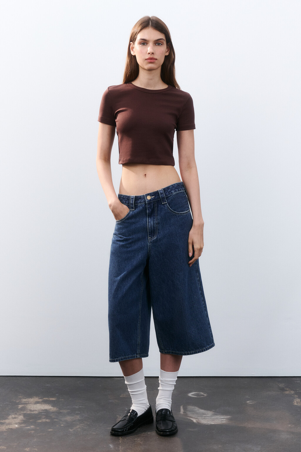 Футболка-топ базовая укороченная - цвет коричневый - 4