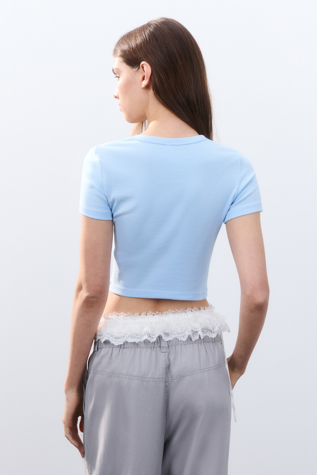 Футболка-топ базовая укороченная - цвет голубой - 3