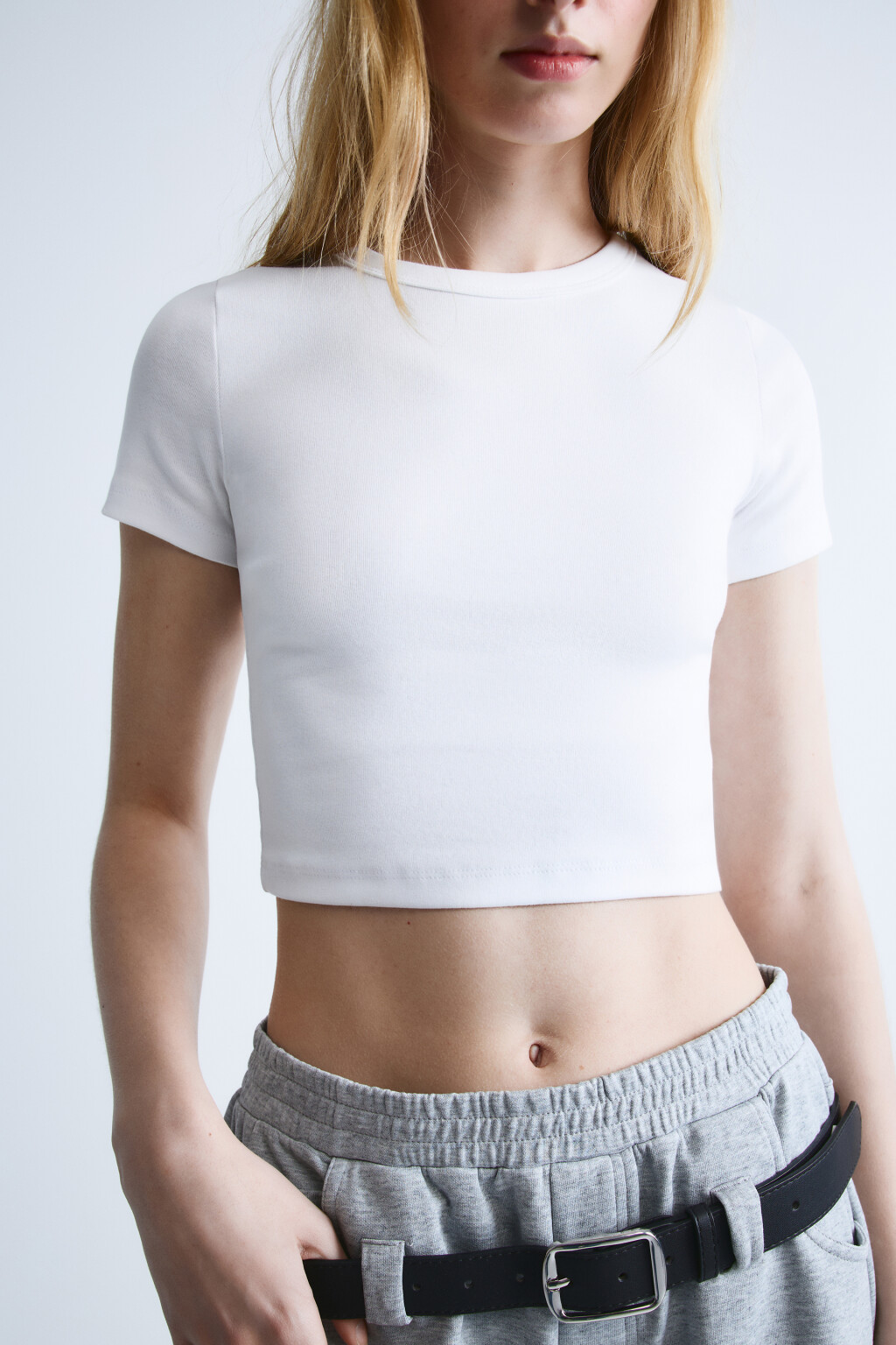 Футболка-топ базовая укороченная - цвет белый - 6