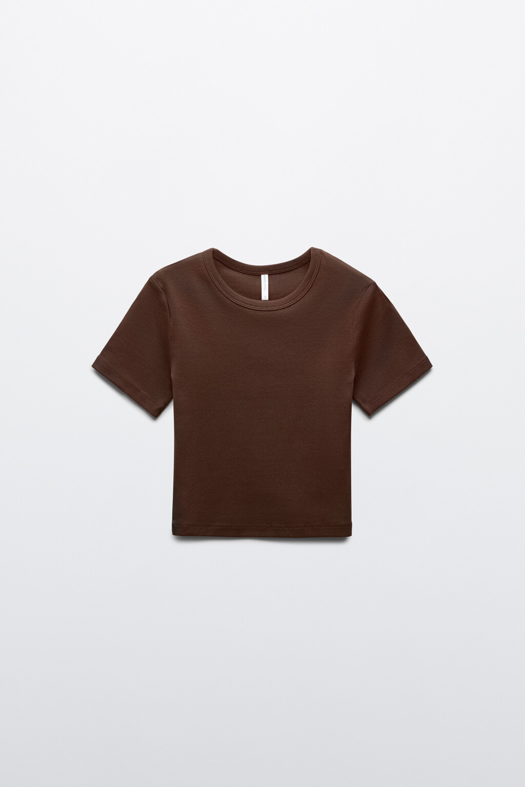 Футболка-топ базовая укороченная - цвет коричневый - 1
