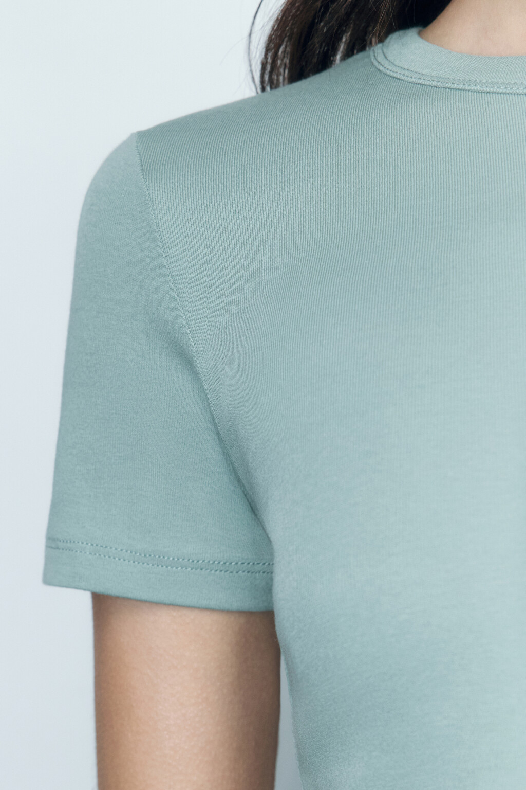 Топ-футболка хлопковый облегающий - цвет мятный - 7