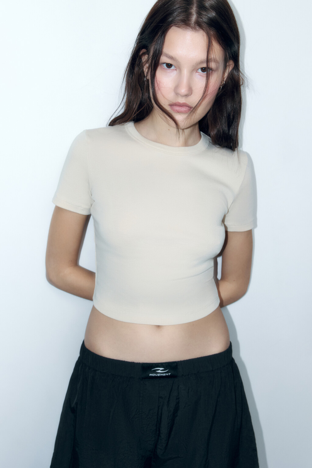 Топ-футболка хлопковый облегающий - цвет бежевый - 1