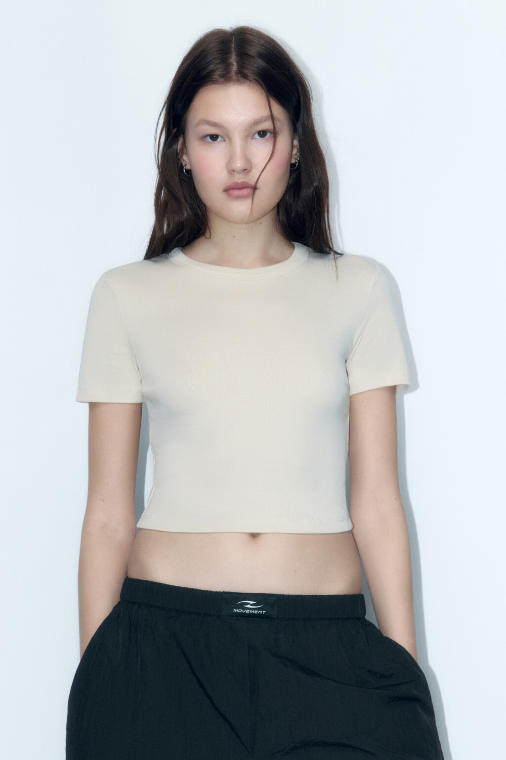 Топ-футболка хлопковый облегающий - цвет бежевый - 2