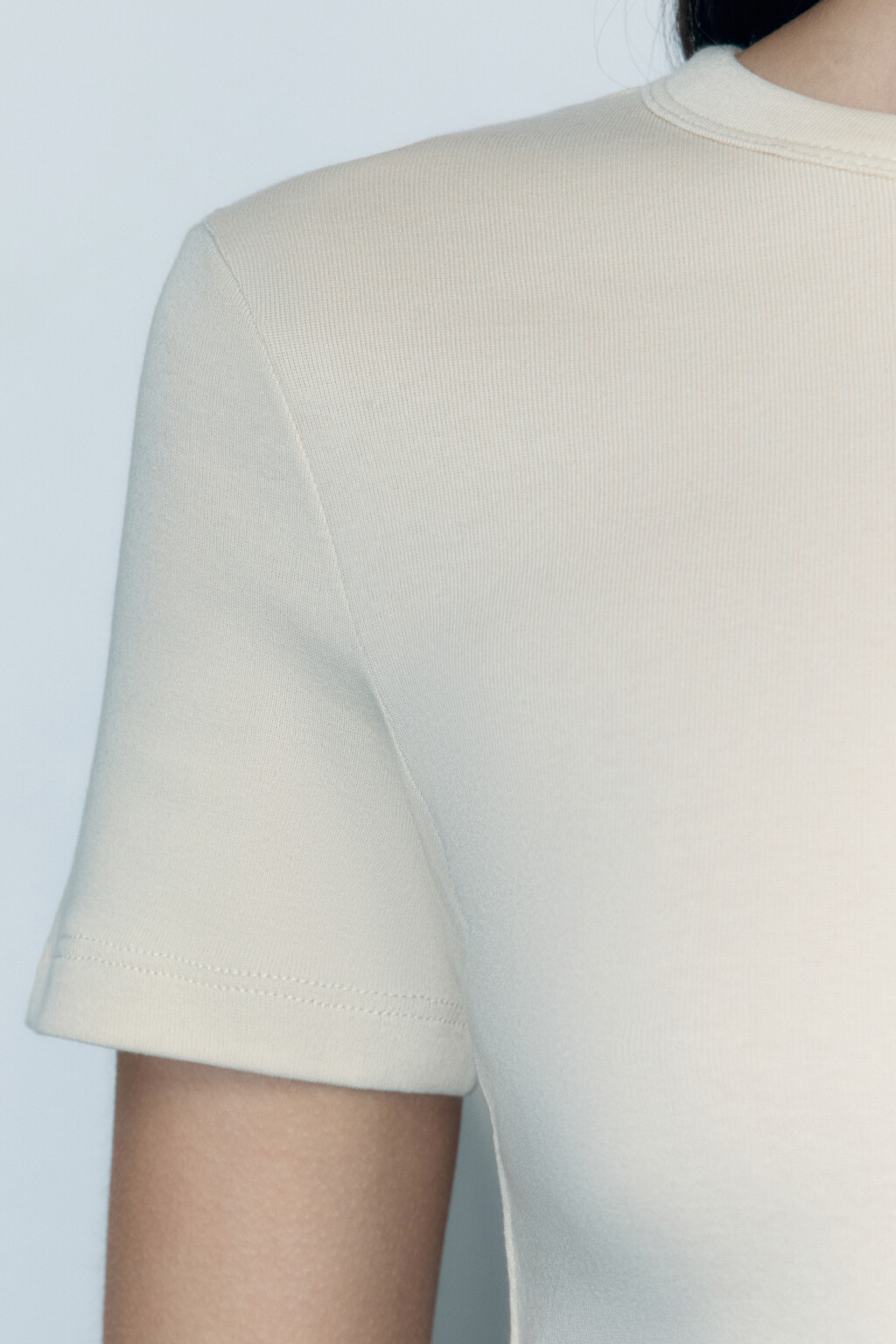 Топ-футболка хлопковый облегающий - цвет бежевый - 7