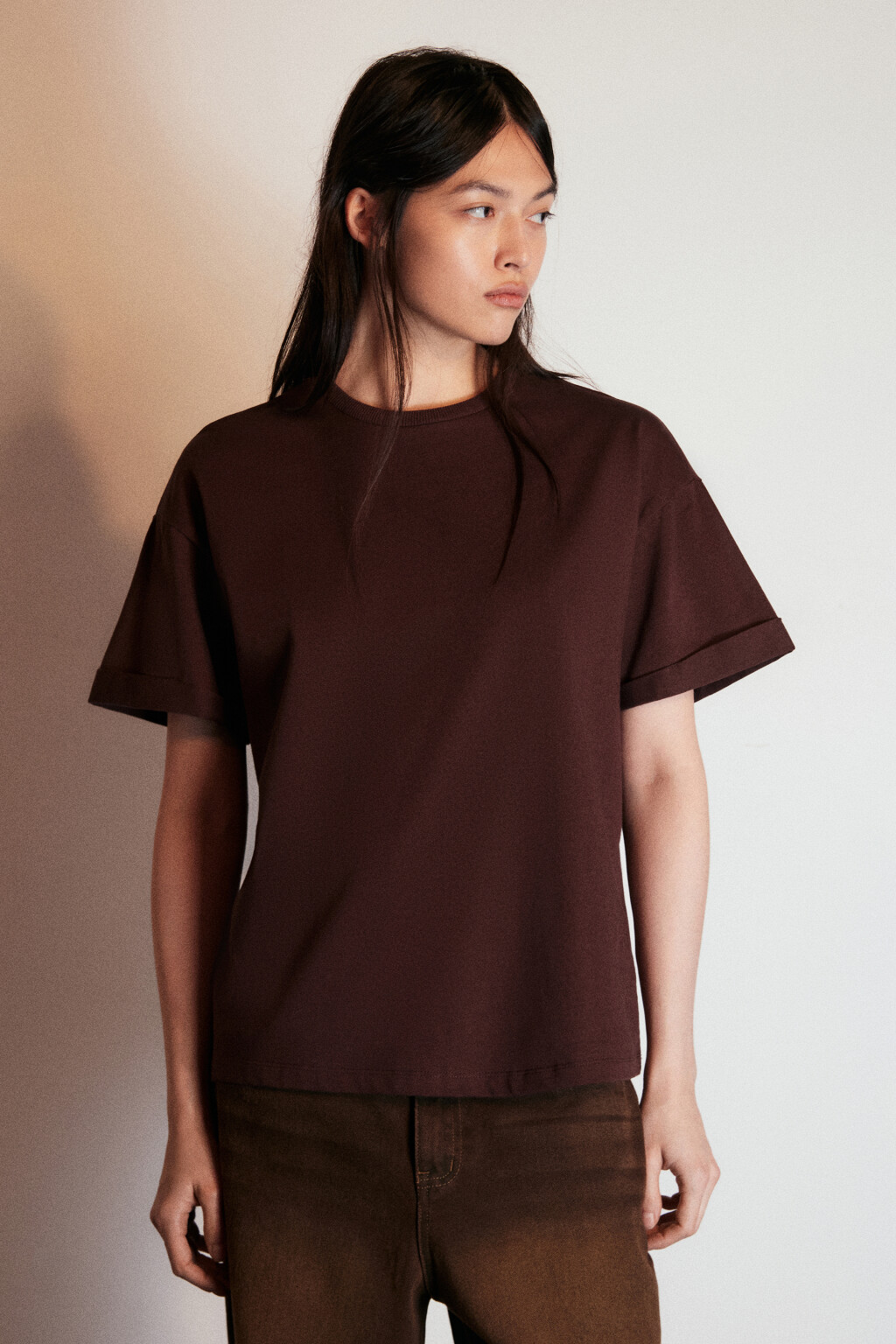 Футболка TLOOSE свободная хлопковая - цвет коричневый - 2