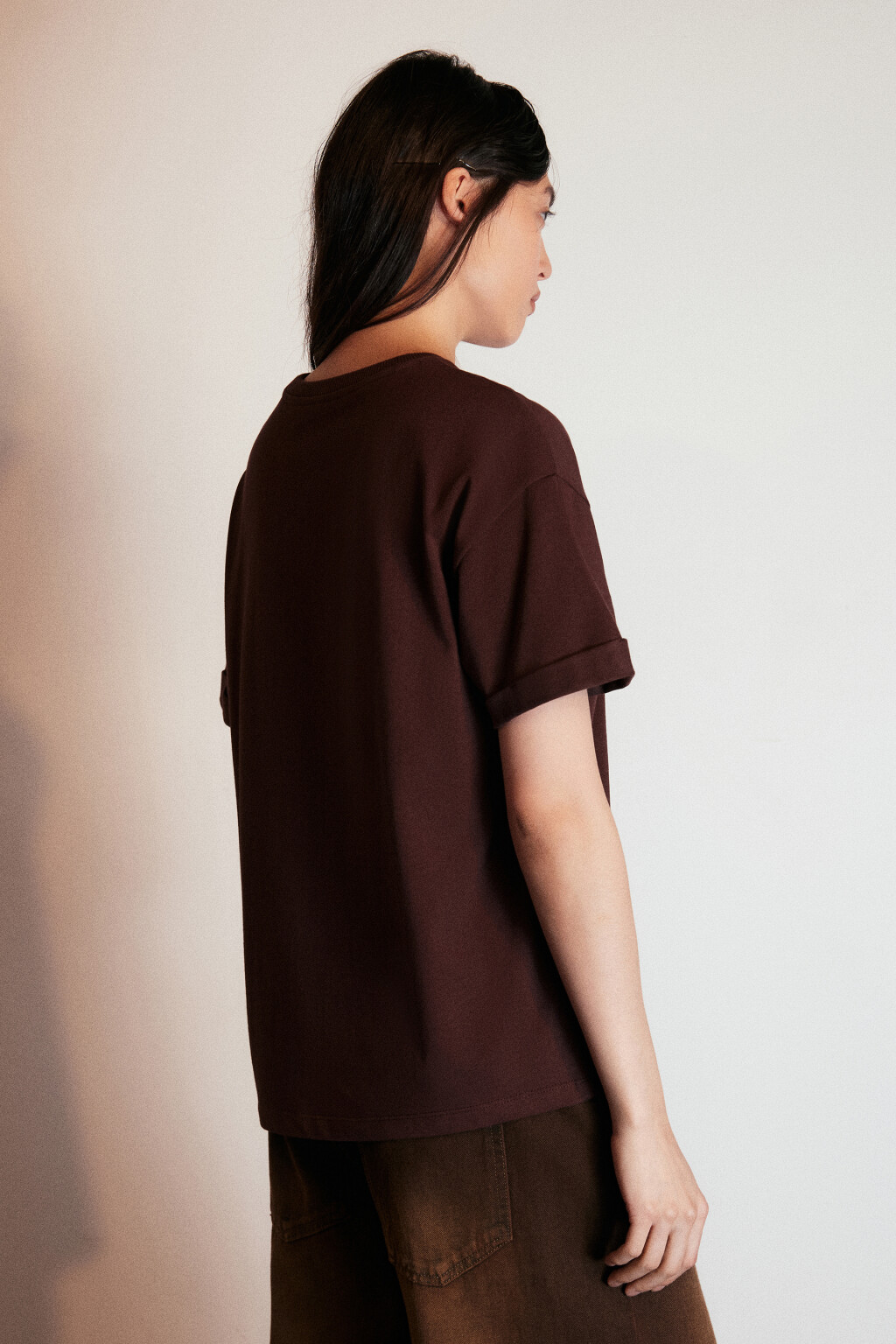 Футболка TLOOSE свободная хлопковая - цвет коричневый - 3