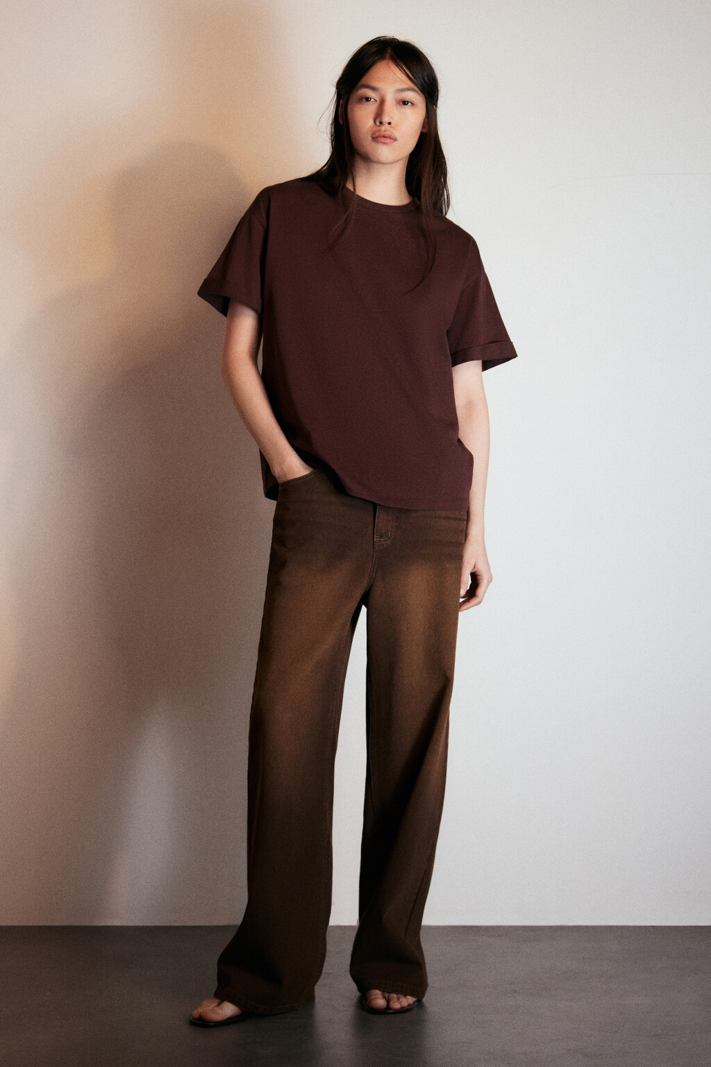 Футболка TLOOSE свободная хлопковая - цвет коричневый - 4